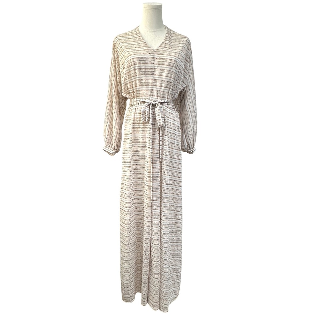 Vintage Handmade Maxi Dress M/L Metallic Stripe Speckled Batwing Dolman Boho